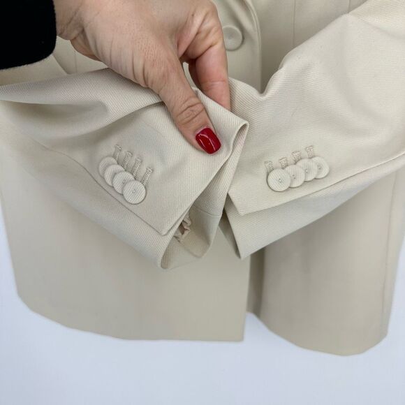 H&M Womens L Cream Oversized Blazer Structured One Button Minimalist Old Money - Picture 13 of 16